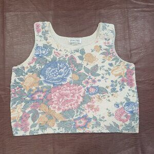 VINTAGE 1990s Glory US Floral Sweater Vest Sz. See measurements